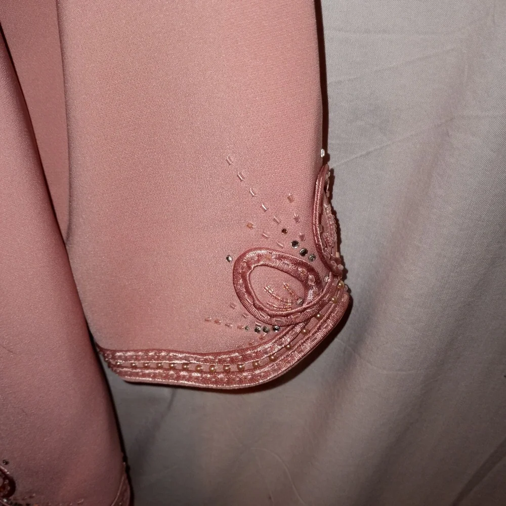 Nina Massini Size 8‎ Skirt Suit 3 Piece Dusty Pink Beaded Embellishments Vintage